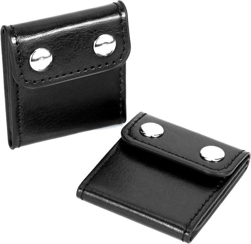 QWORK 2PCS Seat Belt Adjuster PU Leather Car Seat Belt Clip for Shoulder Neck Comfort (Black) - Image 2