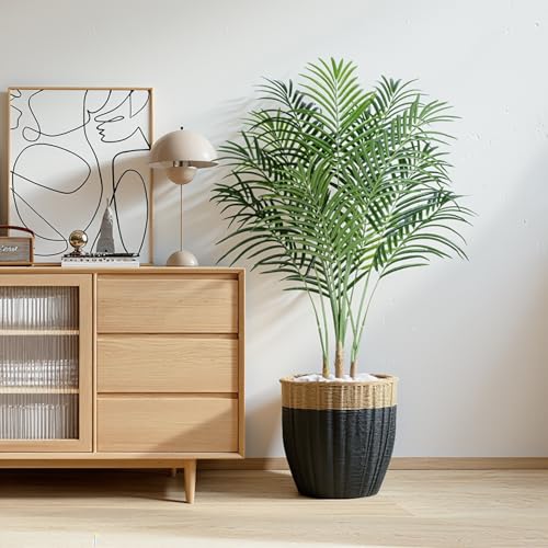 Keeplush 4ft Artificial Palm Tree - 120cm Tall Fake Areca Palm Plant with 13 Trunks and Realistic Bark Design - Faux Tropical Plants with Pot Perfect for Indoor Home, Living Room, or Bedroom Decor - Image 2