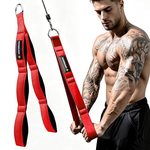 M MANUEKLEAR MANUEKLEAR Tricep Rope Cable Attachment Handles Greater Range of Motion Tricep Pull Down Rope for Push Downs Crunches Facepulls for Professional Gym Red - Image 1