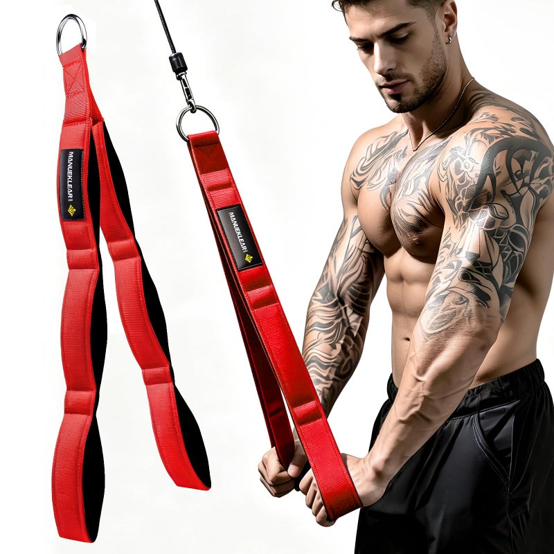 M MANUEKLEAR MANUEKLEAR Tricep Rope Cable Attachment Handles Greater Range of Motion Tricep Pull Down Rope for Push Downs Crunches Facepulls for Professional Gym Red - Image 2