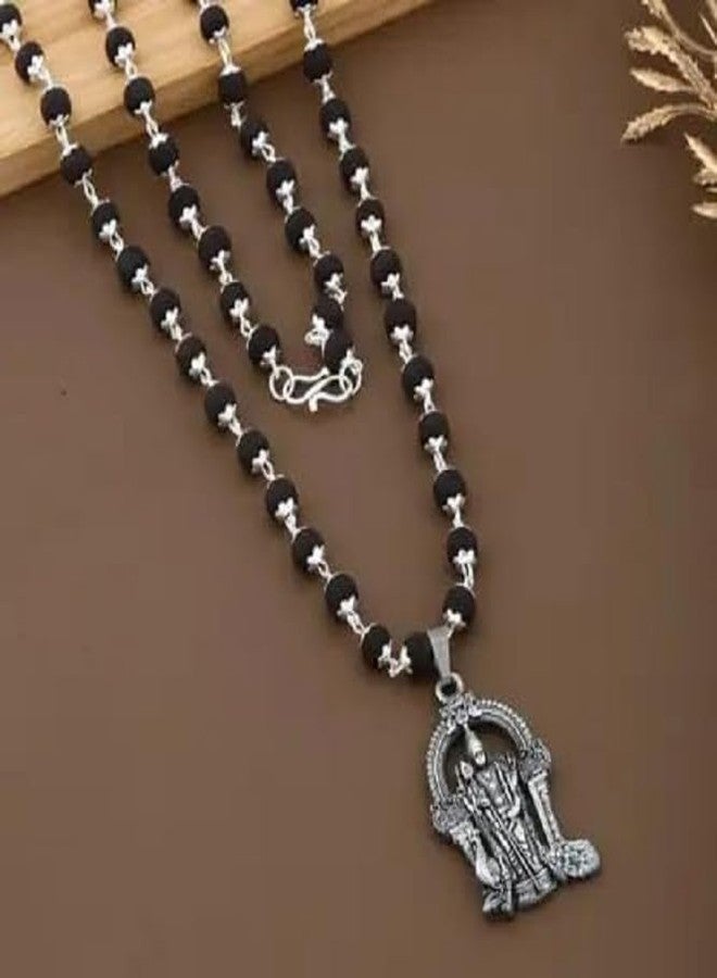 Ringry Lord Murugan Religious Pendant Necklace, Black Beads Mala, Traditional South Indian Temple Jewellery - Image 2