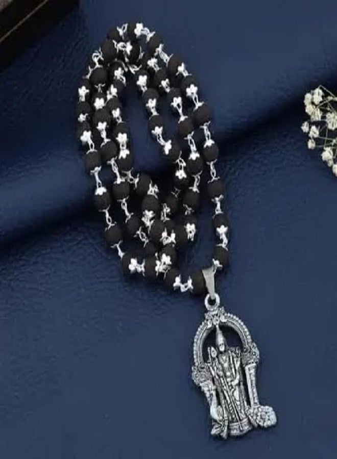 Ringry Lord Murugan Religious Pendant Necklace, Black Beads Mala, Traditional South Indian Temple Jewellery - Image 3