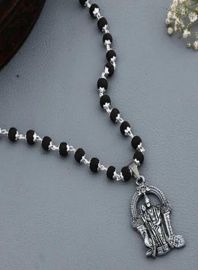 Ringry Lord Murugan Religious Pendant Necklace, Black Beads Mala, Traditional South Indian Temple Jewellery - Image 4
