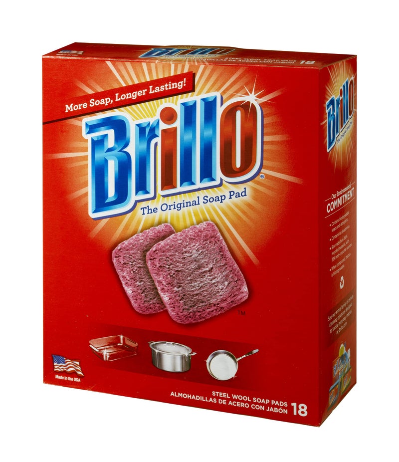 Brillo وسادات صابون الصوف الفولاذي بريللو، تدوم طويلاً، رائحة أصلية للتنظيف، 18 قطعة (أصلي، 18 قطعة (عبوة من 1)) - Image 5