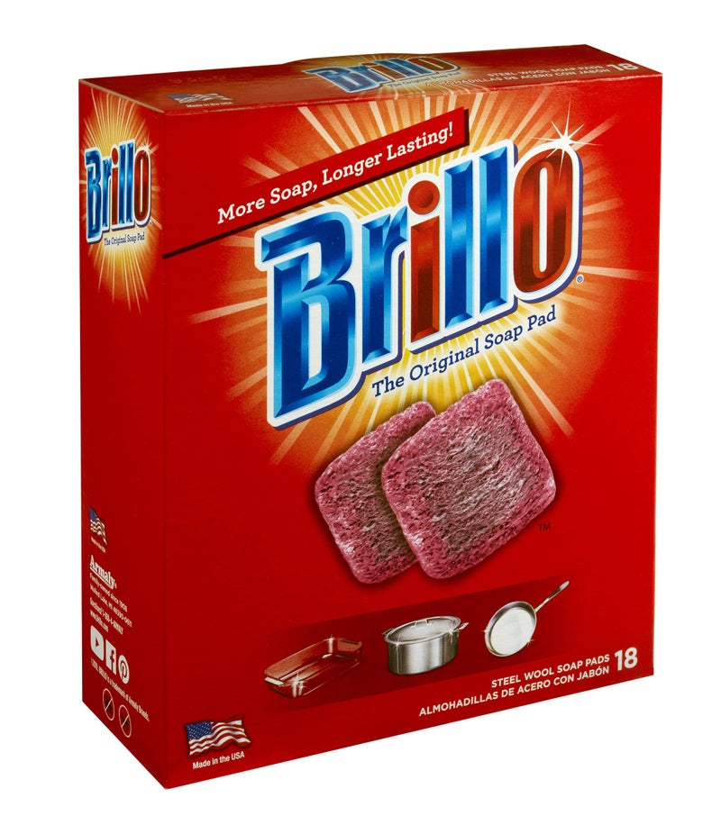 Brillo وسادات صابون الصوف الفولاذي بريللو، تدوم طويلاً، رائحة أصلية للتنظيف، 18 قطعة (أصلي، 18 قطعة (عبوة من 1)) - Image 4