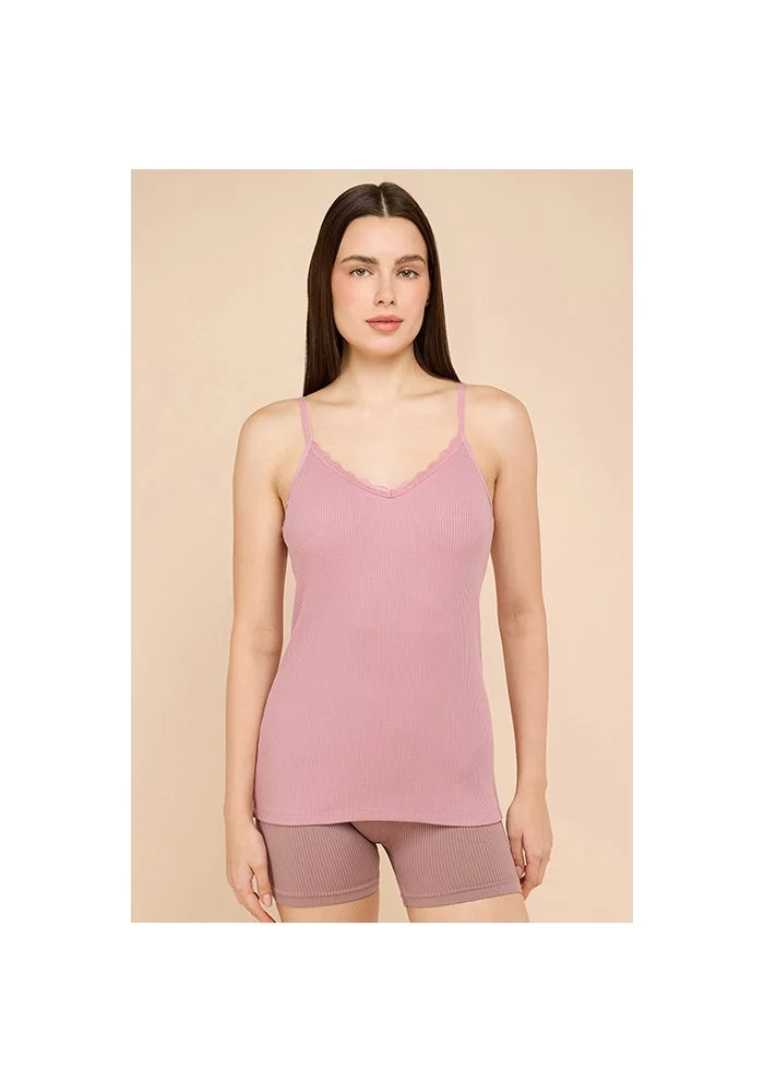 أر أند بي Lace Trim Ribbed Camisole
