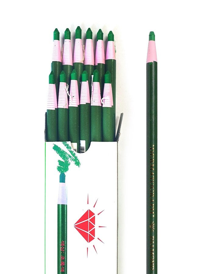LENITH Korean Glass Markers Grease Pencils Peel-Off Type Grease Pencils China and Porcelin Marker/Wax pencil for Vinyl, Metal, Skin, Paper, window glass, Checking Markers (12 Pencils) Color:Green - Image 1