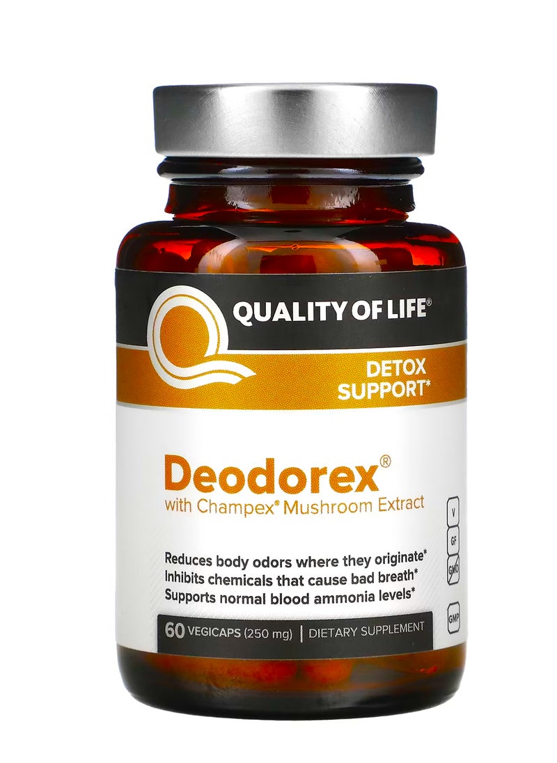 Quality of Life Deodorex® with Champex® Mushroom Extract, 500 mg, 60 Vegicaps (250 mg per Capsule) 