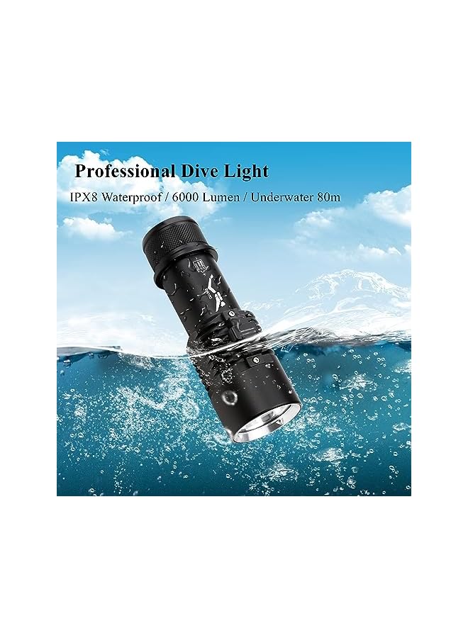 promass Diving Flashlight - 2000 Lumens Rechargeable Scuba Dive Lights IPX8 Waterproof Underwater Led Flashlights Super Bright Submersible Torch Lights for Under Water Deep Sea Snorkeling Cave at Night - Image 4