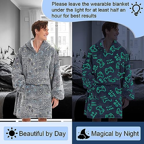 Fiosnow Glow in the Dark Game Controller Blanket Hoodies for Women and Men Adult Oversize Wearable Blanket Hoodies for Soft and Warm - Image 2