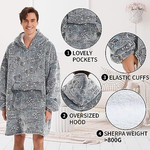 Fiosnow Glow in the Dark Game Controller Blanket Hoodies for Women and Men Adult Oversize Wearable Blanket Hoodies for Soft and Warm - Image 4