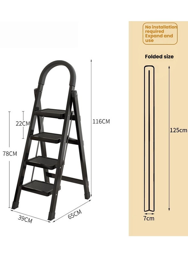 LEXIN Sturdy 4-Step Folding Ladder with Anti-Slip Pedal, Portable Iron Step Stool for Kitchen, Household, Indoor & Outdoor Use - Image 2