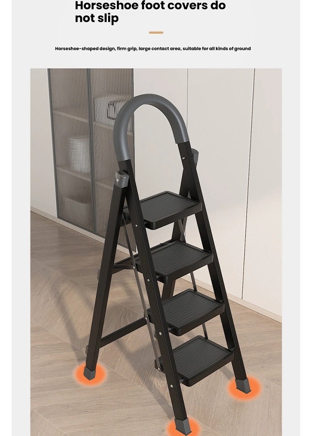 LEXIN Sturdy 4-Step Folding Ladder with Anti-Slip Pedal, Portable Iron Step Stool for Kitchen, Household, Indoor & Outdoor Use - Image 4