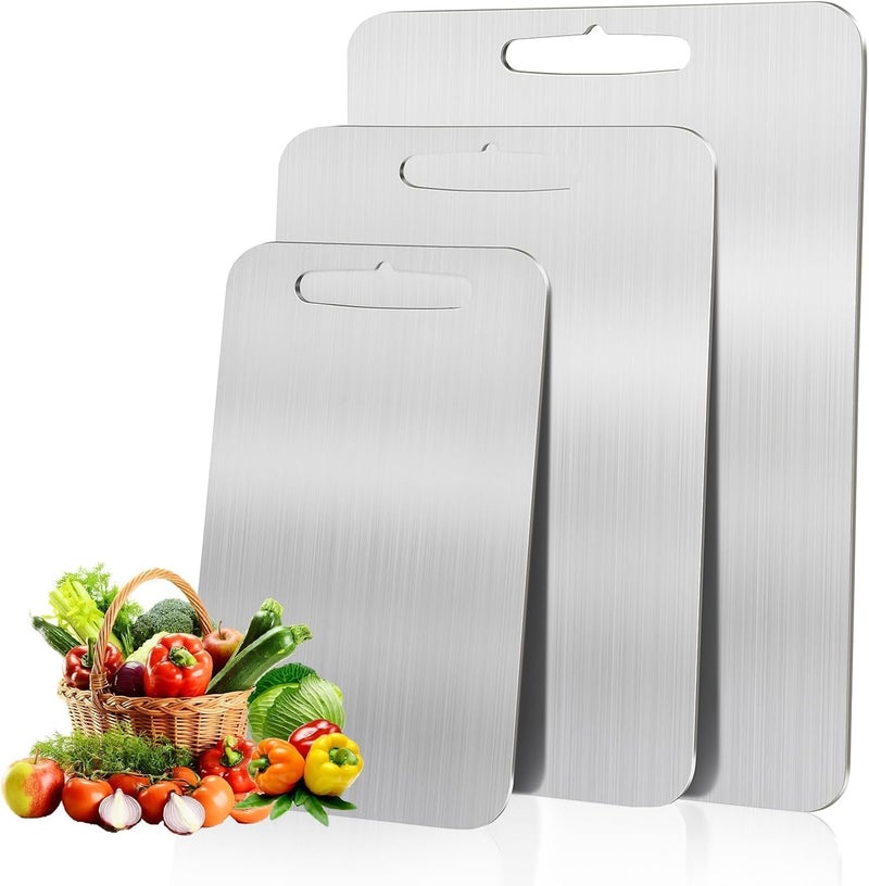 SPITZE Chopping Board Combo 3pcs | Large Multi Size 304 Stainless Steel Cutting Boards for Cutting Vegetables, Meat, Fish, Fruits for Kitchen (Combo 3pc (34x24 cm, 30x20 cm, 25x15cm)) - Image 1