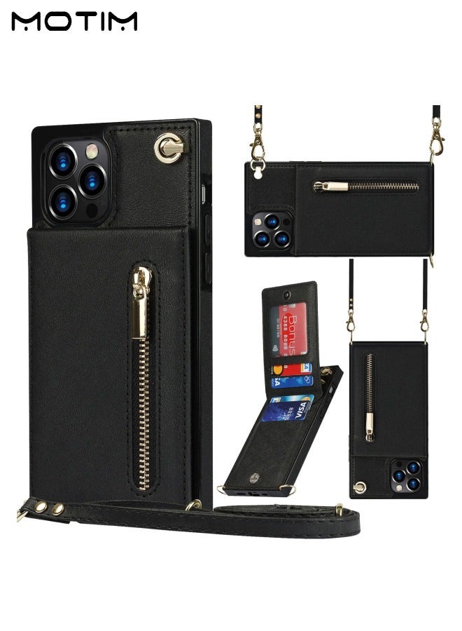 Motim Iphone 14 Pro Max Crossbody Wallet Phone Case with Card Slots, Leather Shockproof Mobile Phone Bag Cover with Shoulder Strap, Mobile Phone Bag for Women  - Image 1