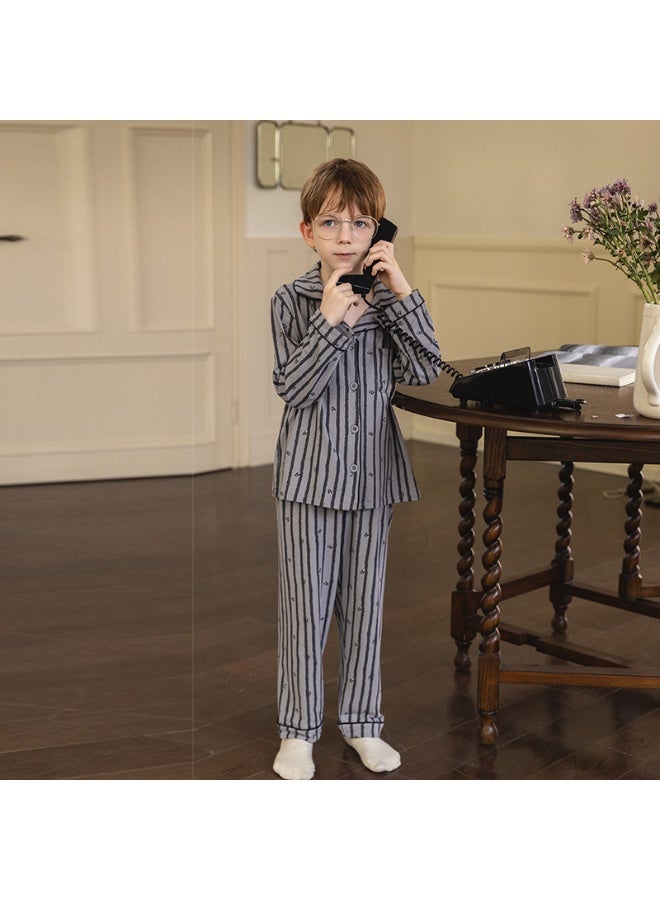 Spring Autumn Children Family Pajamas Collar Top+CasualPants Brothers and Sisters Home Wear Nightgown - Image 1