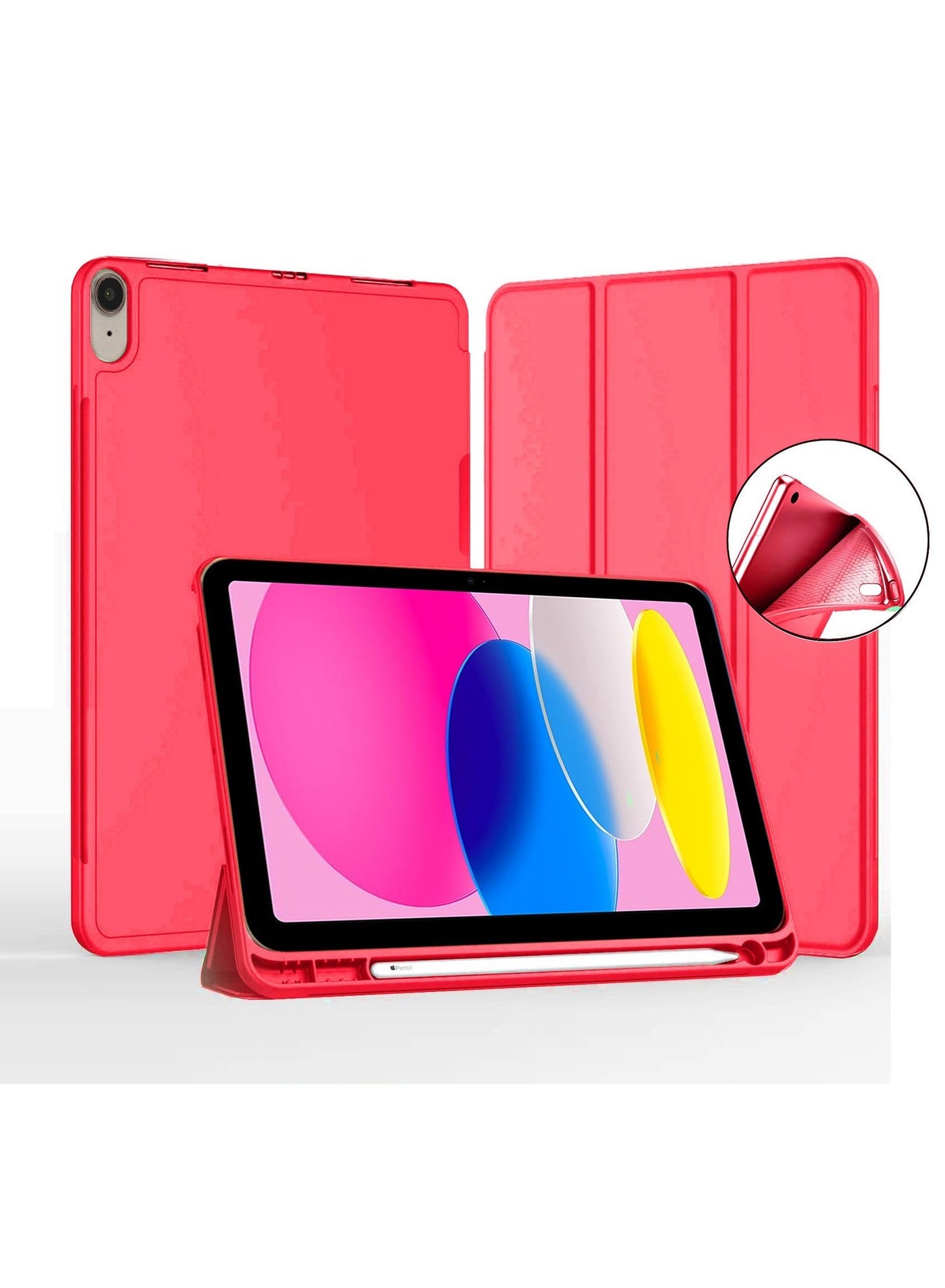 Wtech Apple iPad 10.9 (10th Gen) 2022 / Apple iPad 11th Gen 2025 / Apple iPad 11-inch (A16) 2025 (Smart Flip Back Case Cover with Pen Holder) - Red