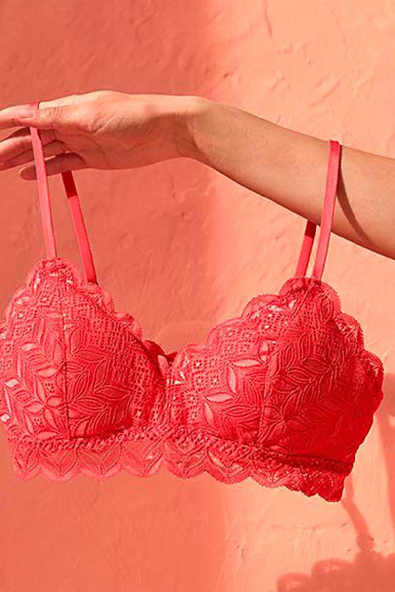 Tchibo سوتيان دانتيل بدون سلك داخلي مبطن قليلاً للنساء، أحمر - Image 2
