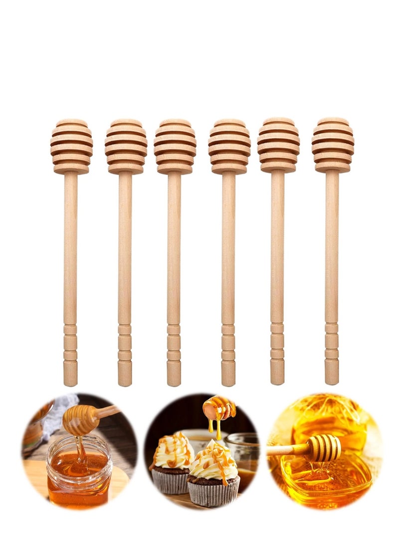 Lavish Natural Wood Honey Spoon | 16CM | 6-PACK | Honey Dipper Sticks | Drizzling | Stirring | Dispensing Honey | Jam | Syrup | Eco-Friendly | Kitchen & Party Favors - Image 1