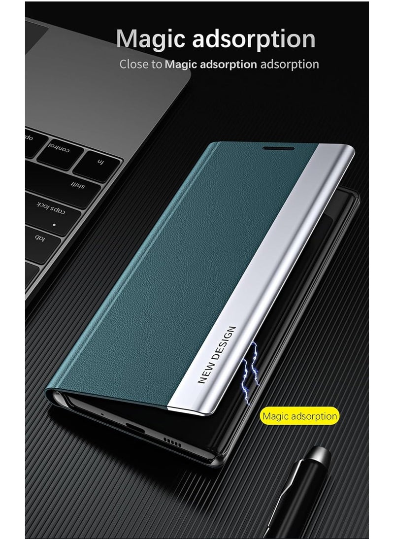 VKL - Case Compatible with Honor X9c (5G), Electroplated Frosted Magnetic Anti-fall Phone Case with Stand Function, Skin-friendly Shockproof Protective Cover (Green) - Image 1