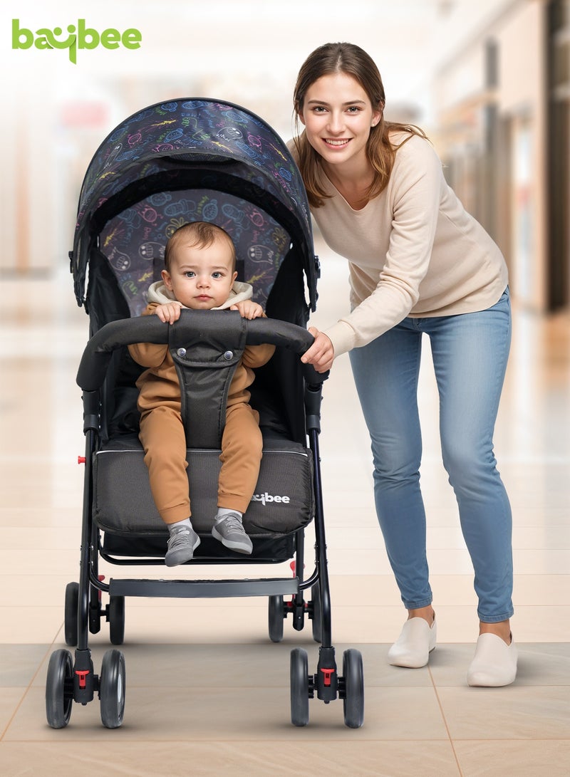 Baybee 2 in 1 Convertible Baby Pram Stroller for Newborn Babies with Adjustable Seat & Canopy, Bassinet, Parent Handle, Safety Guard & Storage | Baby Stroller for Toddlers 0-3 Years Boy Girl (Black) - Image 2