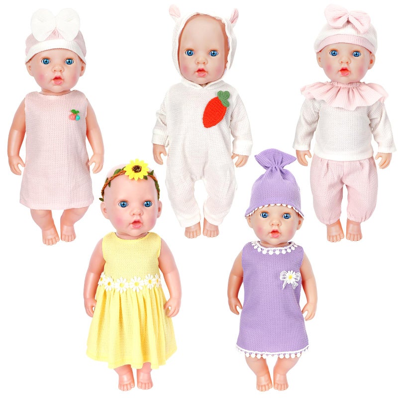 UPINS 5 Set Baby Doll Clothes 18 Inch Doll Clothes and Accessories Christmas Pajamas Onesies Dress Hat Set for 1418 Inch Girl 43cm New Born for Birthday - Image 3