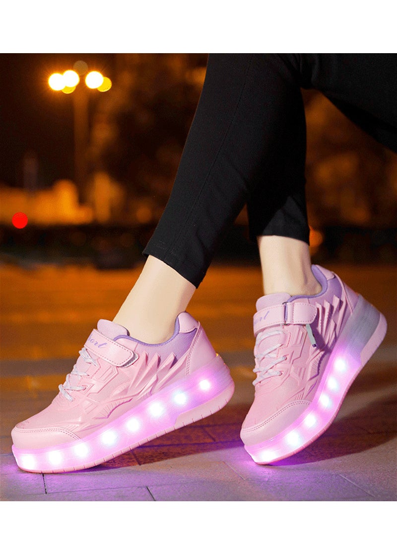 Loquat Roller Shoes USB Charge Girls Boys Sneakers with Wheels LED Roller Skates Shoes - Image 3
