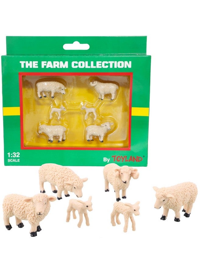 Toyland® Pack of 6-1:32 Scale Sheep & Lambs - The Farm Collection - Collectable Farmyard Animals - Image 1