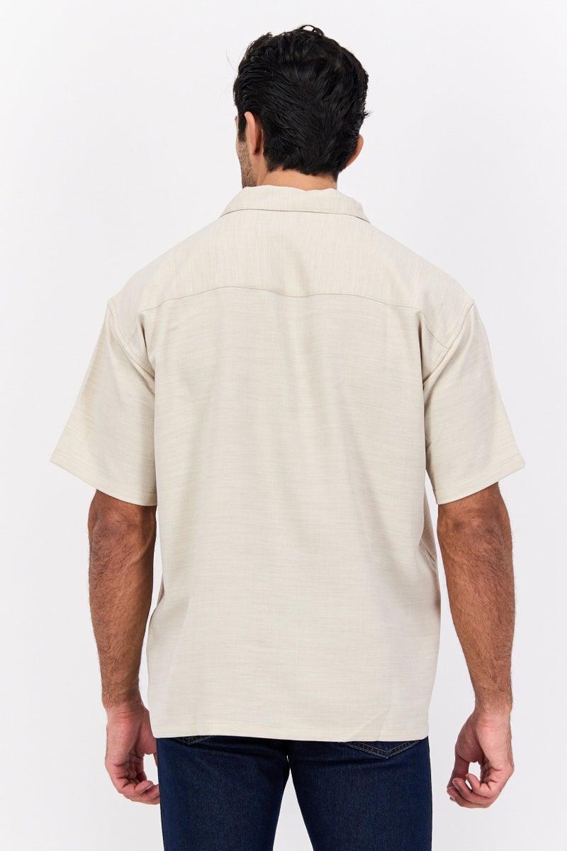 Wrangler Men Regular Fit Embroidered Short Sleeves Casual Shirt, Grey - Image 3