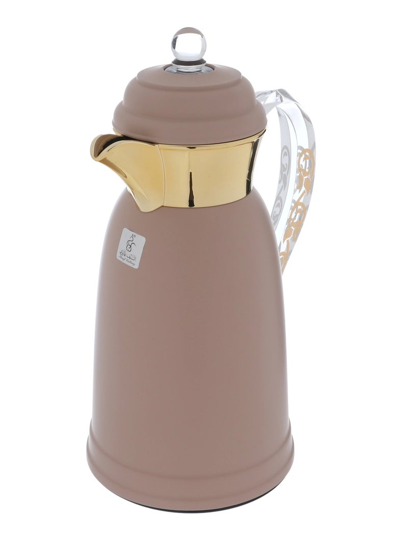 Alsaif Gallery Al Saif Gallery Qamar thermos set, 1 liter, thermal glass inner container, steel outer shell - light brown - Image 2