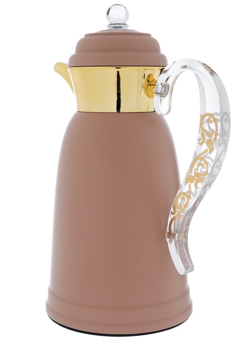 Alsaif Gallery Al Saif Gallery Qamar thermos set, 1 liter, thermal glass inner container, steel outer shell - light brown - Image 4