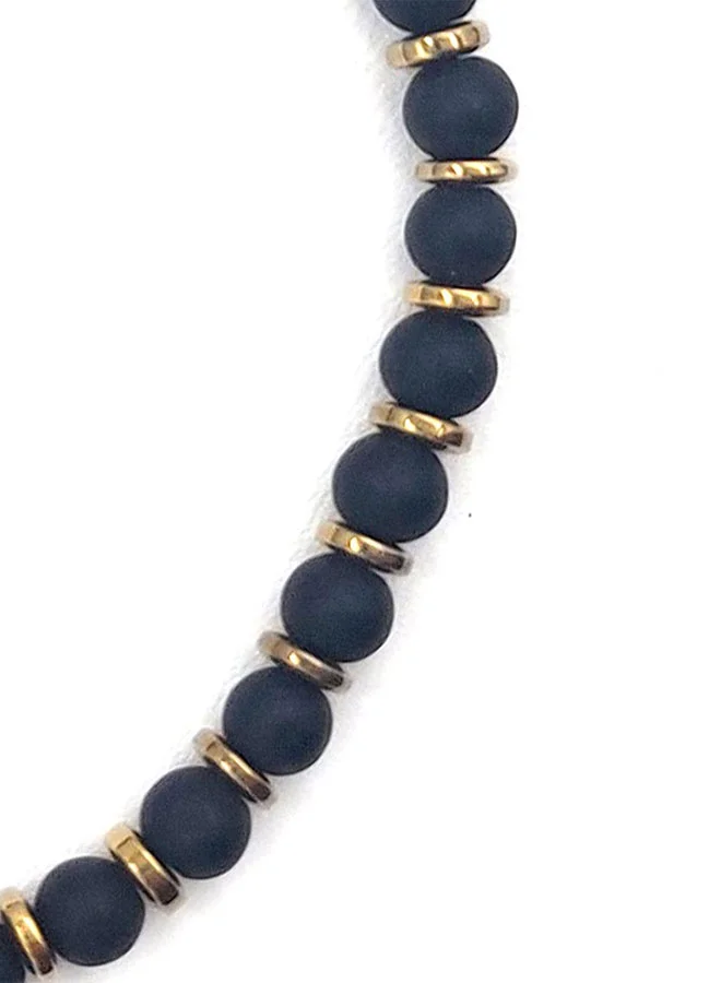 CHRYSOSTOMOS Handmade Beaded Bracelet for Men with Black Onyx and Golden Hematite Grommet