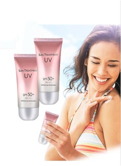 ماركة غير محددة 2 قطعة كريم واقي من الشمس للأشعة فوق البنفسجية SPF 50 كوري ، كريم واقي من الشمس عزل للأشعة فوق البنفسجية SPF 50 ، واقي من الشمس بأكسيد الزنك وثاني أكسيد التيتانيوم ، صبغة شفافة لتوهج صحي 60 جم * 2  - Image 1