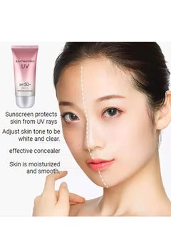 ماركة غير محددة 2 قطعة كريم واقي من الشمس للأشعة فوق البنفسجية SPF 50 كوري ، كريم واقي من الشمس عزل للأشعة فوق البنفسجية SPF 50 ، واقي من الشمس بأكسيد الزنك وثاني أكسيد التيتانيوم ، صبغة شفافة لتوهج صحي 60 جم * 2  - Image 2