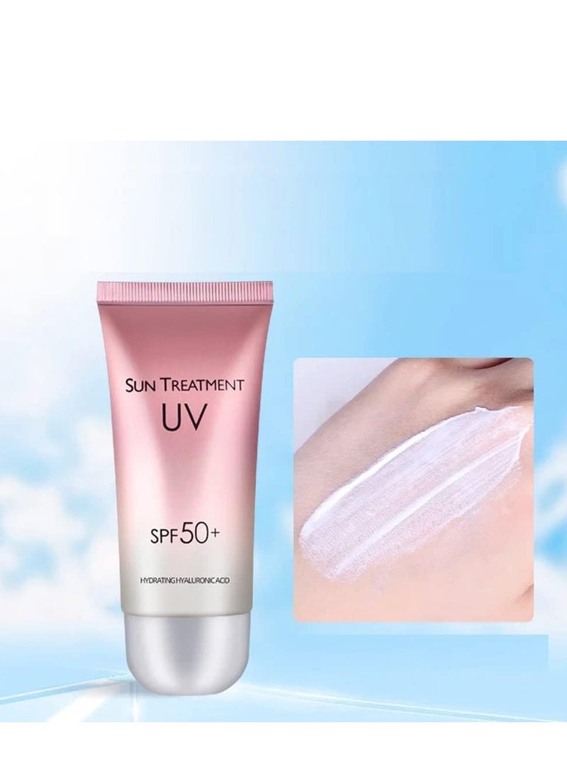 Generic 2 PCS Sunscreen Cream Uv Spf 50+ Korean, Sunscreen Cream Uv Isolation Spf 50+,Sunscreen With Zinc Oxide And Titanium Dioxide, Sheer Tint For Healthy Glow 60g*2  - Image 4