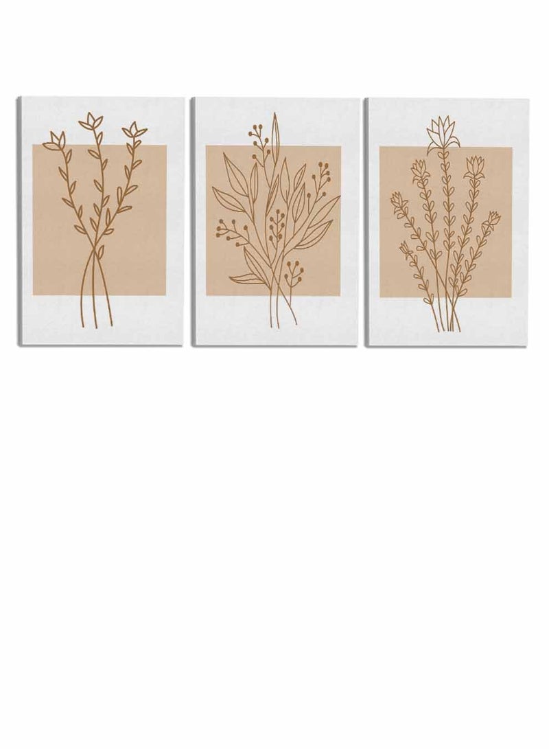 لوحة طقم من ٣ لوحات كانفاس على إطار خشبي بتصميم رسم جمالي للزهور - Image 4