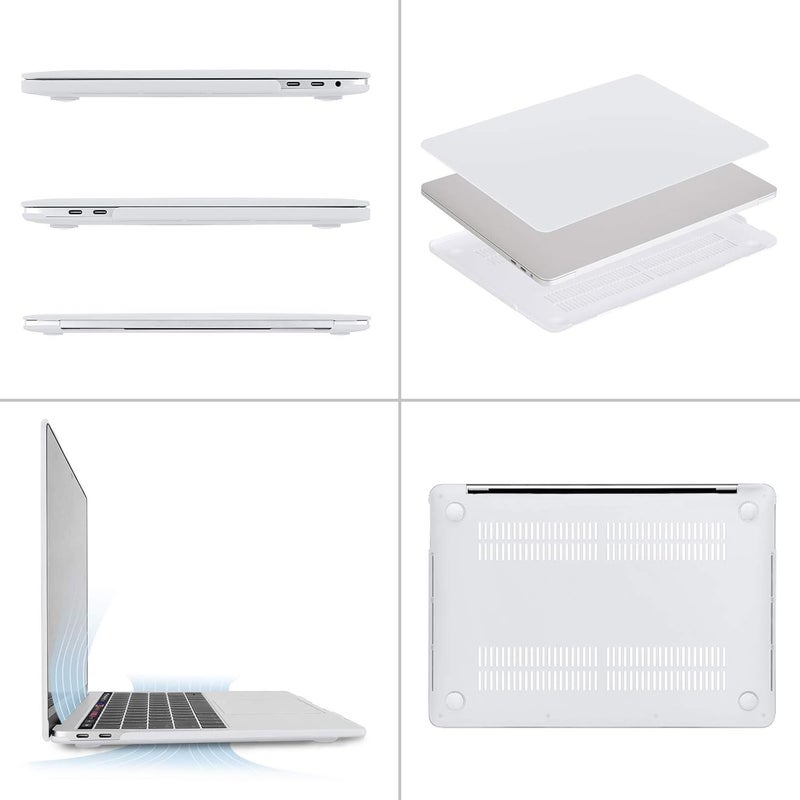 موسيسو MOSISO متوافق مع حافظة MacBook Pro مقاس 13 بوصة M2 2025، 2024، 2023، 2022-2016 A2338 M1 A2251 A2289 A2159 A1989 A1708 A1706، غلاف بلاستيكي صلب وغطاء لوحة المفاتيح وفيلم الشاشة وحقيبة تخزين، أبيض - Image 4