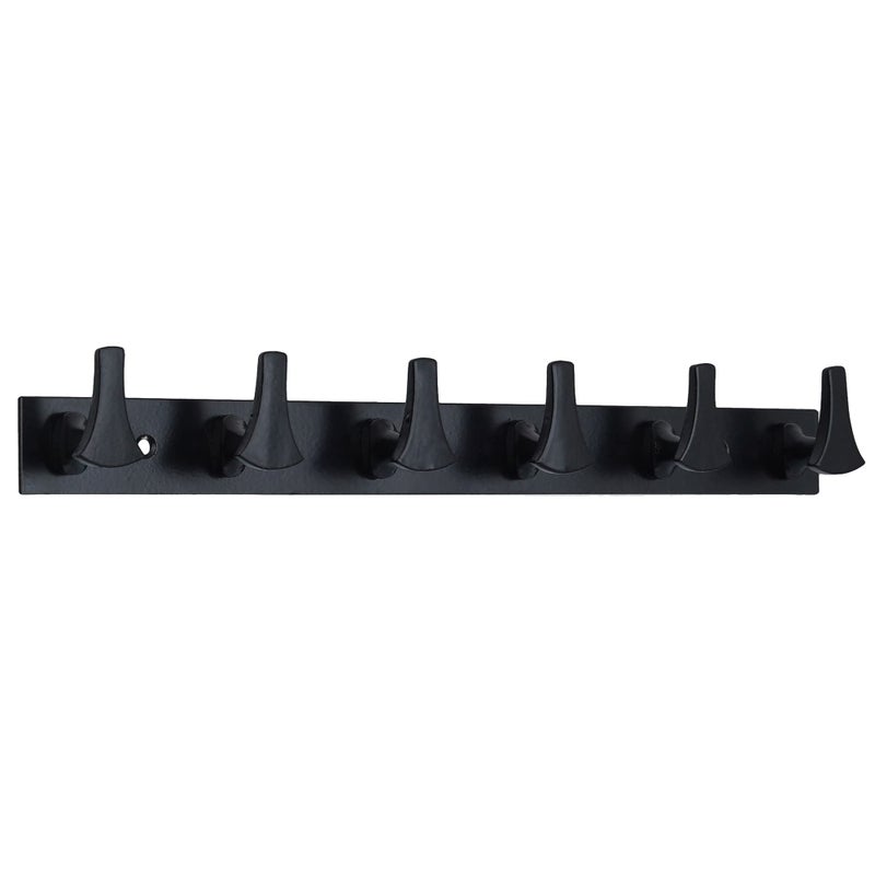 Ingo creation 6 Pin Bathroom Cloth Hooks Hanger Door Wall Bedroom Bathroom Robe Hooks Rail for Hanging Keys,Clothes,Towel Steel Hook (Pack of 1, Black) - Image 1