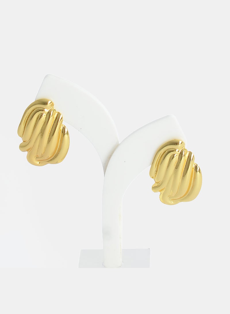 Akher el Ankoud Large, Ribbed, Screw-Shaped Hoop Earrings With Embossed Designs - Image 1