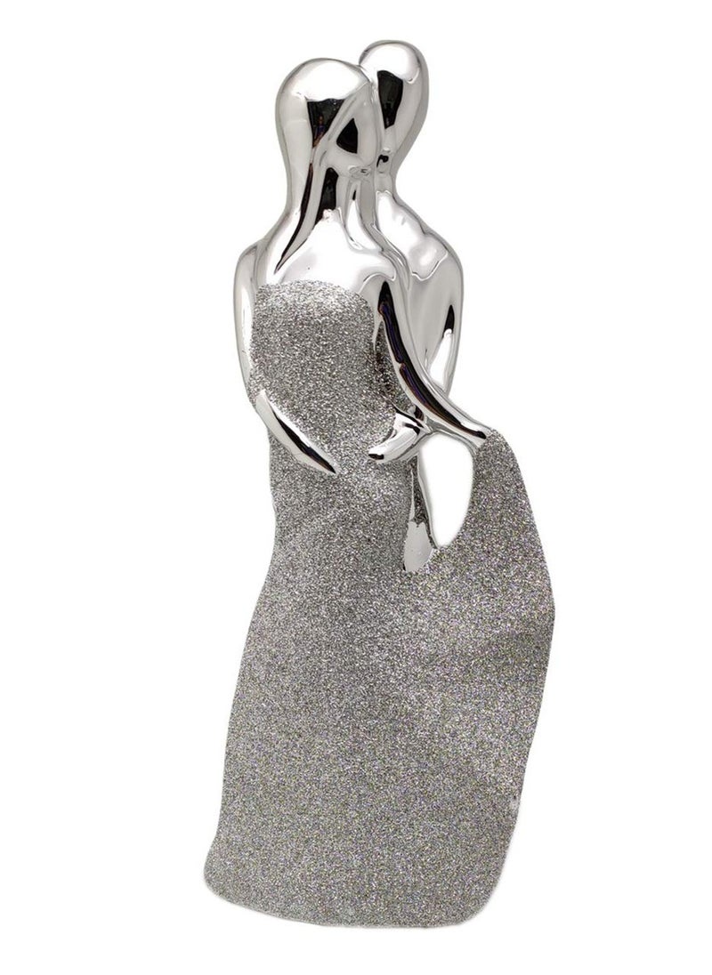 UPSCALE - Extra Tall (30cm) Beautiful Love Couple Home Decor Item, Artefact, Statue for Home Decor, Living Room & Gifting| Silver & Glitter - Image 1
