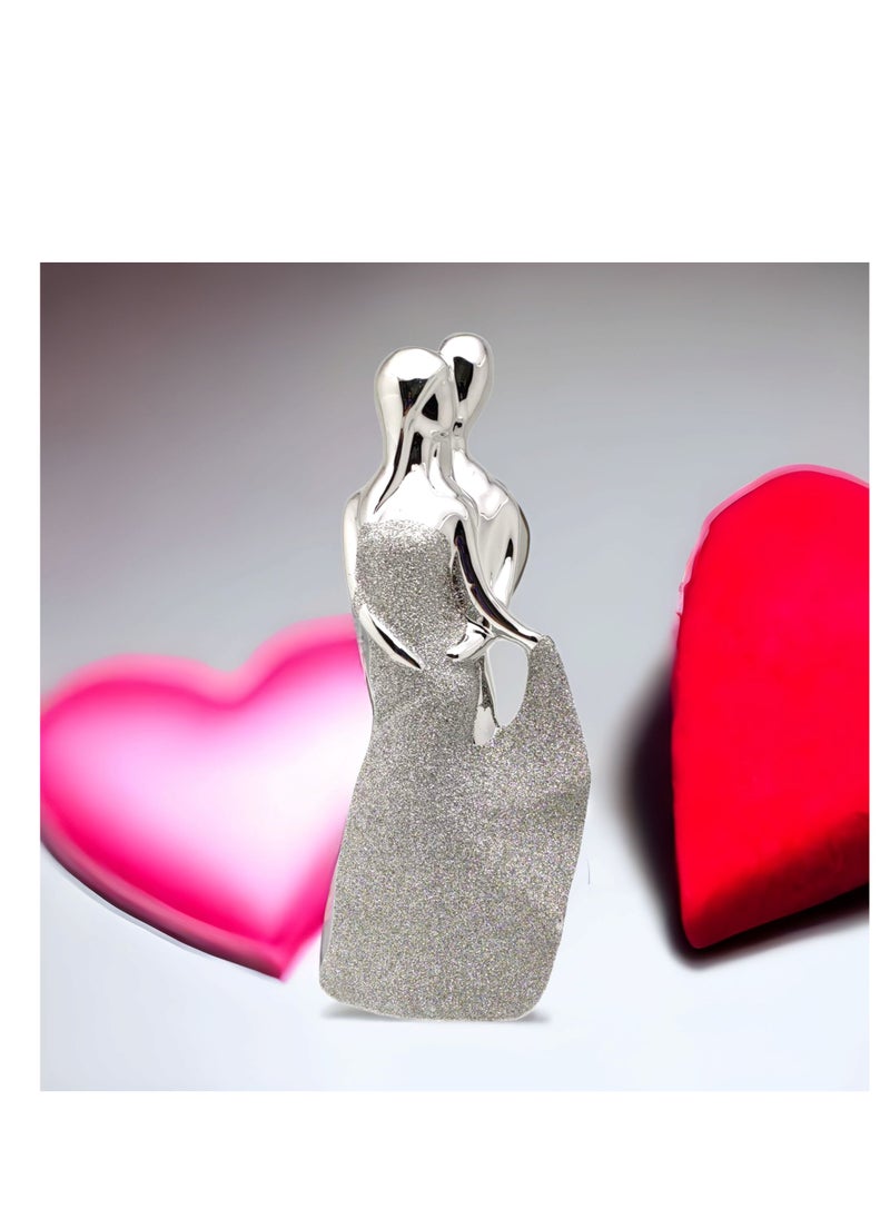 UPSCALE - Extra Tall (30cm) Beautiful Love Couple Home Decor Item, Artefact, Statue for Home Decor, Living Room & Gifting| Silver & Glitter - Image 1