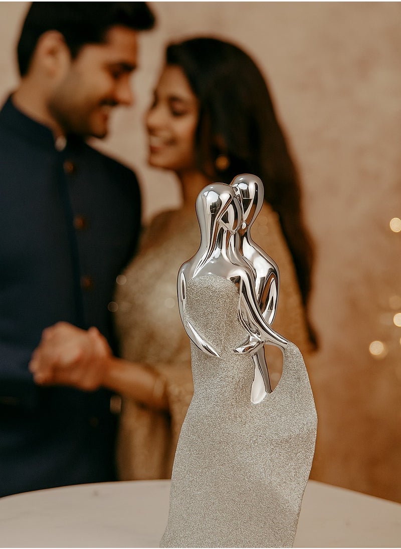 UPSCALE Extra Tall (30cm) Beautiful Love Couple Home Decor Item, Artefact, Statue for Home Decor, Living Room & Gifting| Silver & Glitter Silver & Glitter  - Image 1