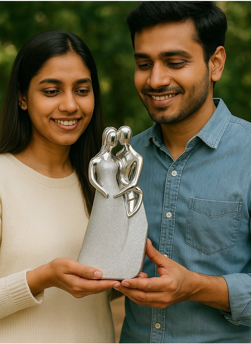UPSCALE Extra Tall (30cm) Beautiful Love Couple Home Decor Item, Artefact, Statue for Home Decor, Living Room & Gifting| Silver & Glitter Silver & Glitter  - Image 3