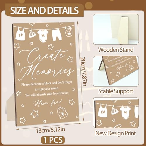 ZCPTZ 97 Pcs Baby Shower Games Sign Kit,Including Decorate a Block Game Sign 72 DIY Blank Wooden Block 24 Pen to Draw Your Idea for Baby Shower Game Gender Reveal Party - Image 2