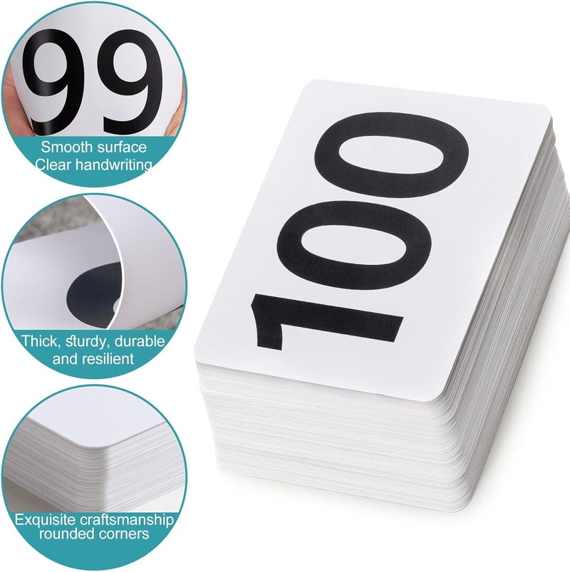 Toncoo 100 قطعة أرقام الطاولات 1-100، 3.7x4 بوصة أرقام طاولات بلاستيكية، بطاقات أرقام طاولة مزدوجة الجوانب - لحفلات الزفاف، استقبال المطاعم، بطاقات أماكن الطاولات، بيضاء - Image 5