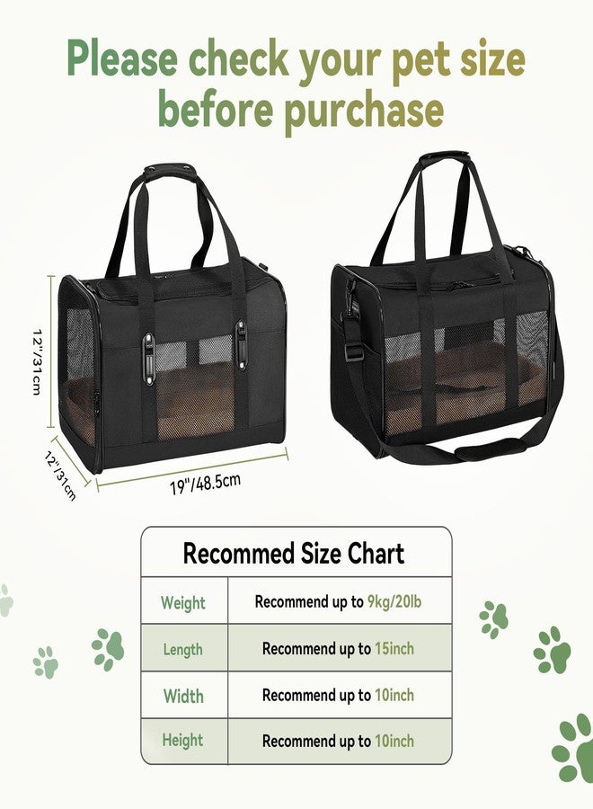 بتس فيت حقيبة نقل الحيوانات الأليفة Petsfit مقاس 19×12×12 بوصة للقطط الكبيرة (حتى 20 رطلاً)، حقيبة سفر ناعمة الجوانب للكلاب الصغيرة، مُحسّنة بإبزيم حاصل على براءة اختراع وبطانة ناعمة، مثالية لرحلات السيارات، أسود - Image 4