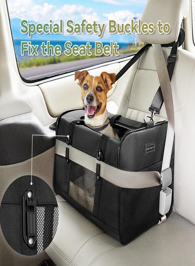 بتس فيت حقيبة نقل الحيوانات الأليفة Petsfit مقاس 19×12×12 بوصة للقطط الكبيرة (حتى 20 رطلاً)، حقيبة سفر ناعمة الجوانب للكلاب الصغيرة، مُحسّنة بإبزيم حاصل على براءة اختراع وبطانة ناعمة، مثالية لرحلات السيارات، أسود - Image 3