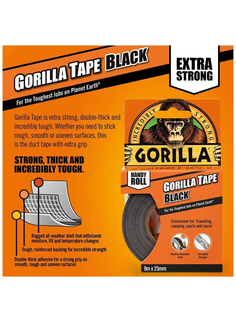 Gorilla Tape Handy Roll Black 9m - Image 3