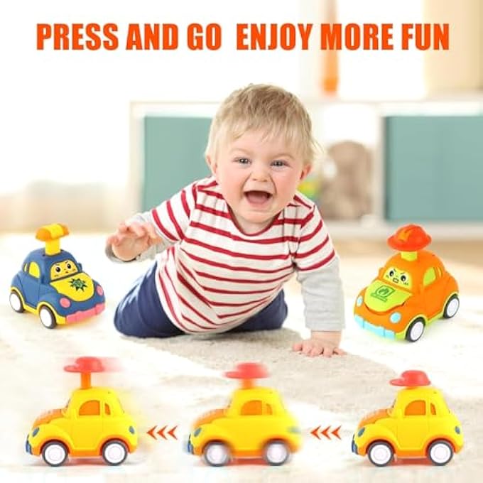PULL BACK CARS FOR TODDLERS 1-3 YEARS OLD, CARTOON VEHICLE TOYS SET WITH POLICE CAR, FIRE TRUCK, SCHOOL BUS, BABY BOY GIRL BIRTHDAY GIFT, PARTY FAVORS, GOODIE BAG STUFFERS FOR KIDS - Image 5