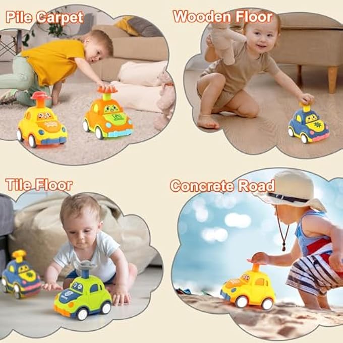 PULL BACK CARS FOR TODDLERS 1-3 YEARS OLD, CARTOON VEHICLE TOYS SET WITH POLICE CAR, FIRE TRUCK, SCHOOL BUS, BABY BOY GIRL BIRTHDAY GIFT, PARTY FAVORS, GOODIE BAG STUFFERS FOR KIDS - Image 4